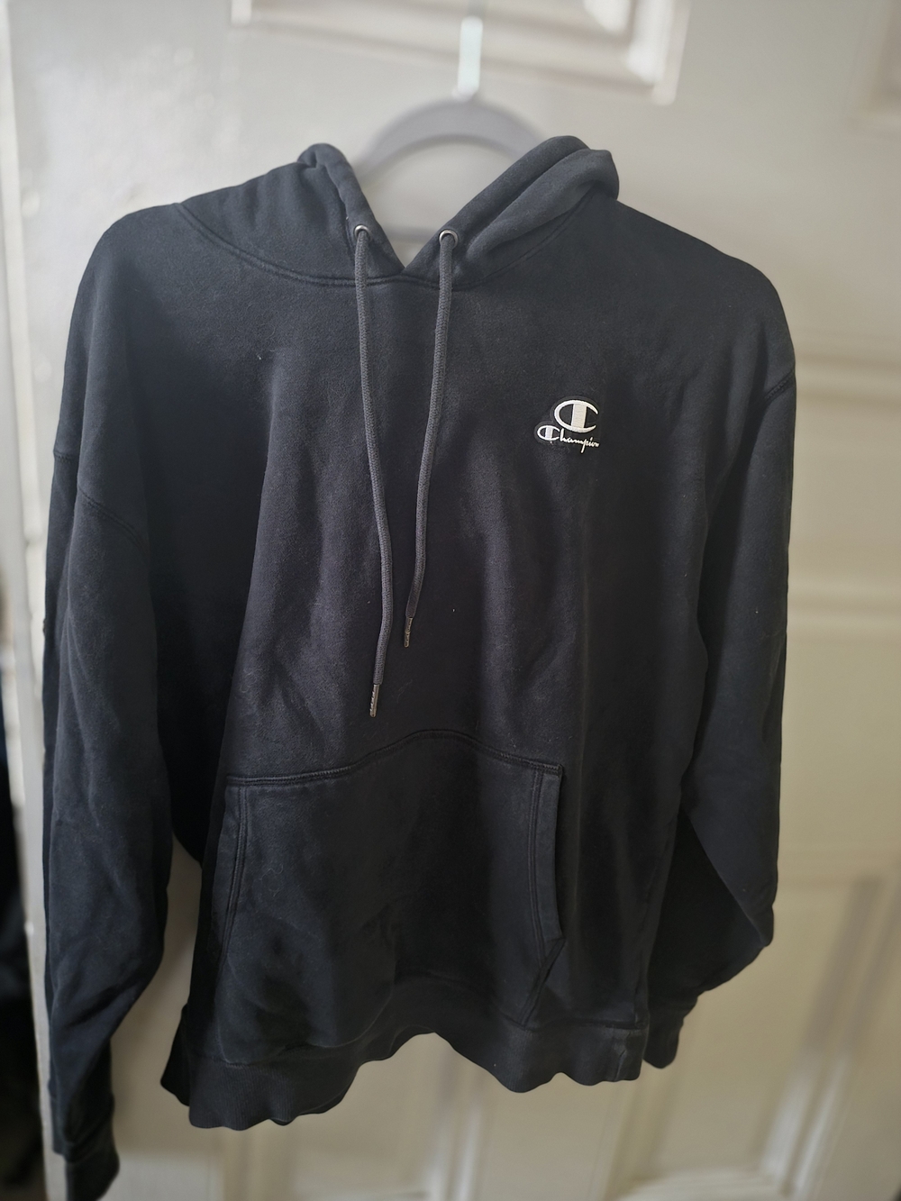Champion Black Pullover Hoodie with Small Logo
